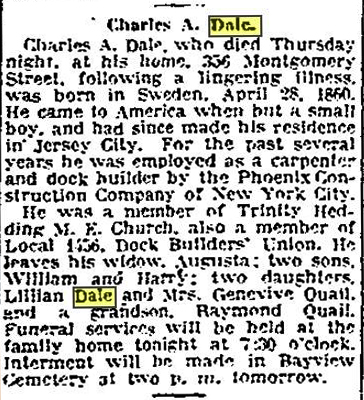 Obituary 1923 Charles A Dale